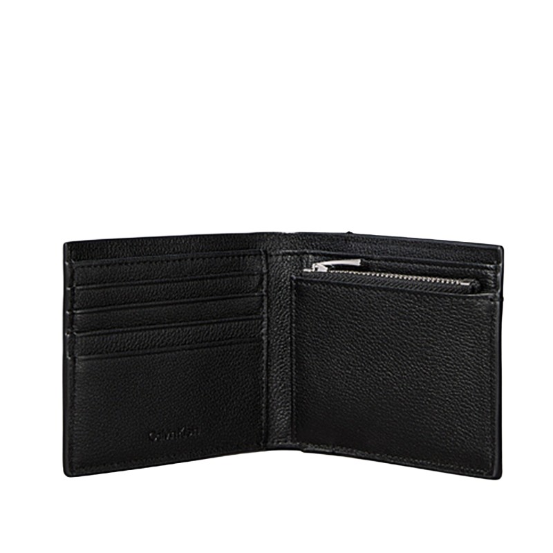 Calvin Klein Wallet Billfold Emboss Full-Grain Leather-Black Calvin Klein Wallet Billfold Emboss Full-Grain Leather-Black