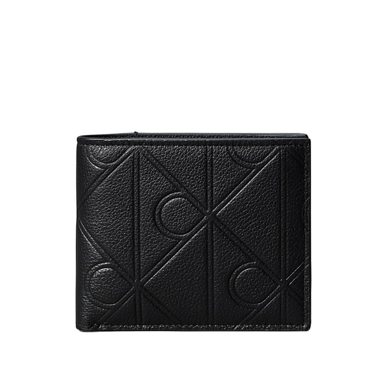 Calvin Klein Wallet Billfold Emboss Full-Grain Leather-Black Calvin Klein Wallet Billfold Emboss Full-Grain Leather-Black