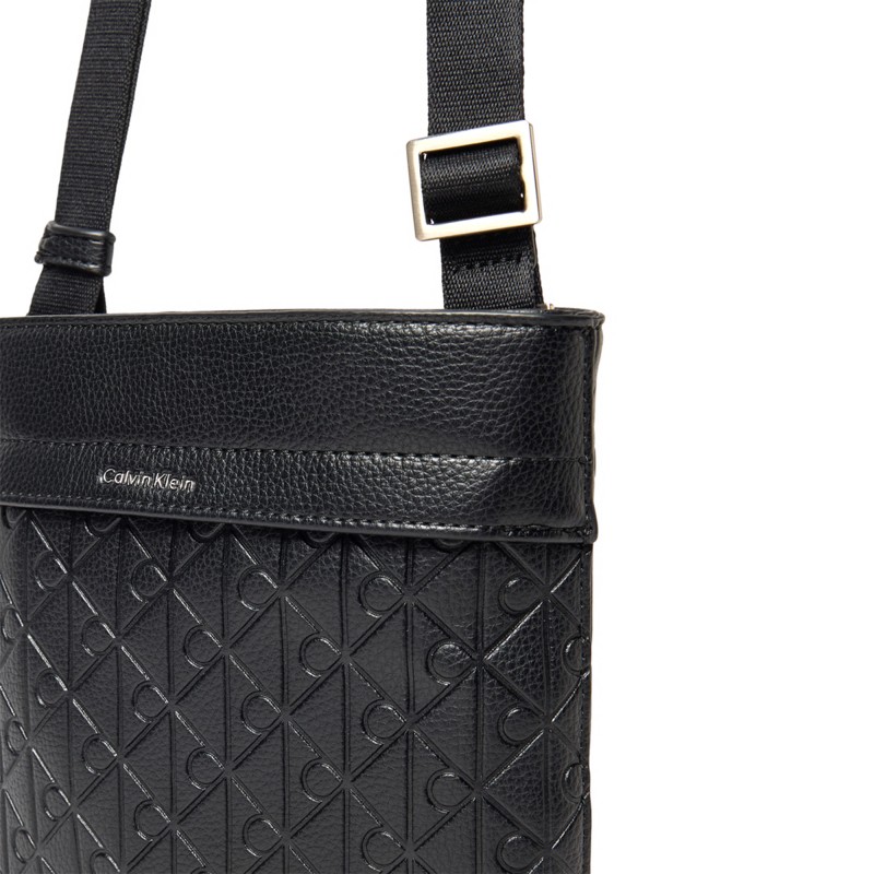 Calvin Klein Flatpack Bag Emblem Aop Emboss-Black