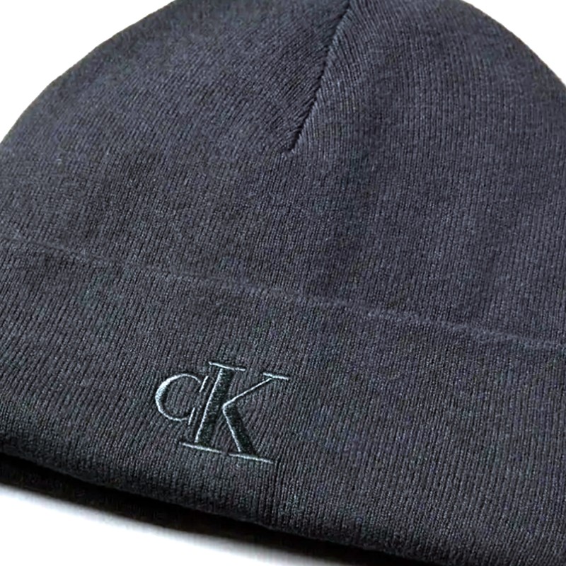 Calvin Klein Beanie Rib CK Logo-Black