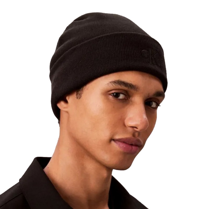 Calvin Klein Beanie Rib CK Logo-Black