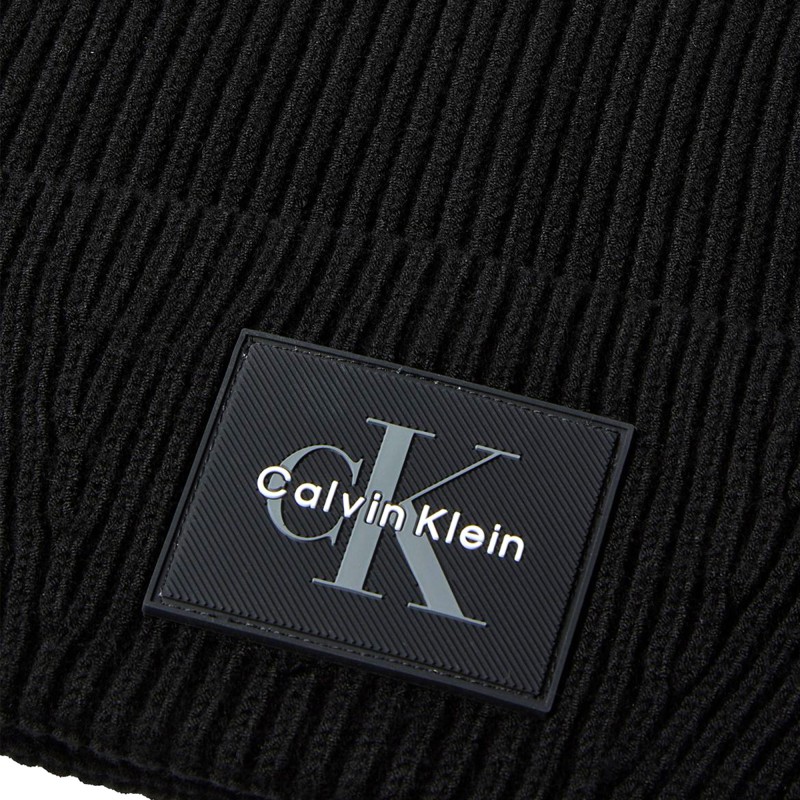 Calvin Klein Beanie Rib Monologo-Black Calvin Klein Beanie Rib Monologo-Black