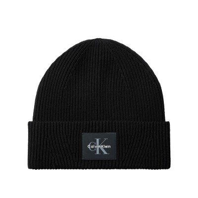 Calvin Klein Beanie Rib Monologo-Black