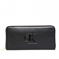 Calvin Klein Wallet Long Zip Around Raised CK-Black