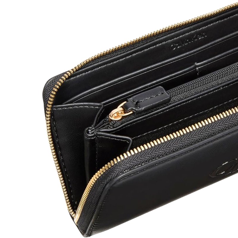 Calvin Klein Wallet Long Zip Around Raised CK-Black