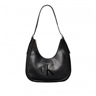 Calvin Klein Hobo Bag Soft Touch Crescent Logo-Black