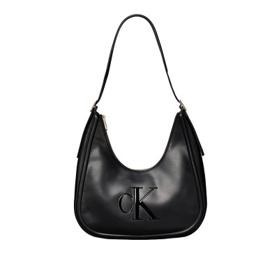 Calvin Klein Hobo Bag Soft Touch Crescent Logo-Black