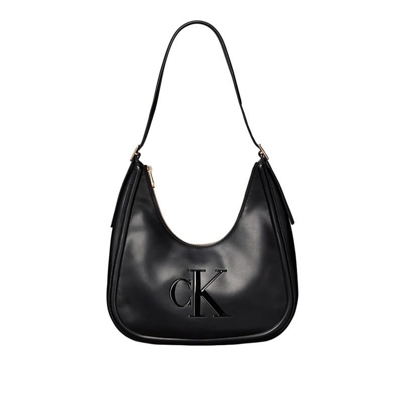 Calvin Klein Hobo Bag Soft Touch Crescent Logo-Black