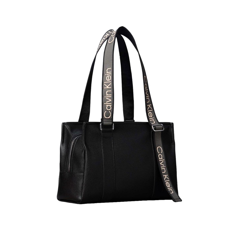 Calvin Klein Tote Bag Webbing Adj Strap-Black