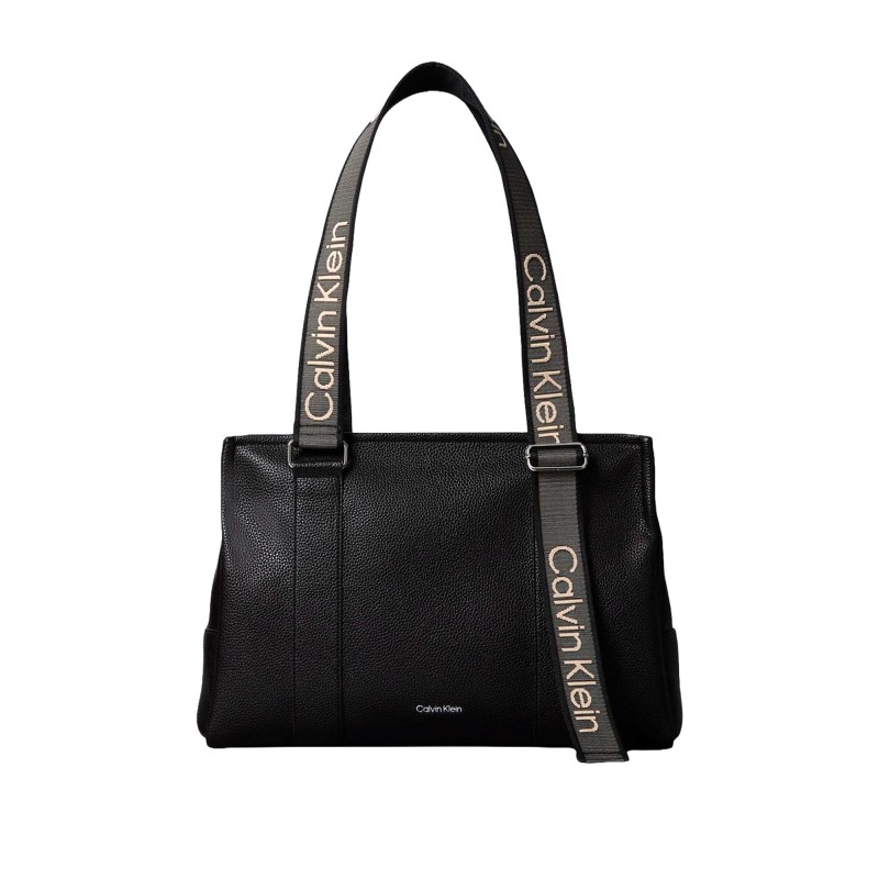 Calvin Klein Tote Bag Webbing Adj Strap-Black