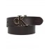 Calvin Klein Belt Full-Grain Leather Logo Buckle-Black/Antique Nickel
