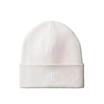 Calvin Klein Beanie Rip With Logo-Light Hay