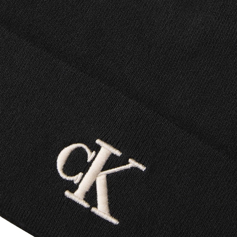 Calvin Klein Beanie CK Fine Rib-Black Calvin Klein Beanie CK Fine Rib-Black