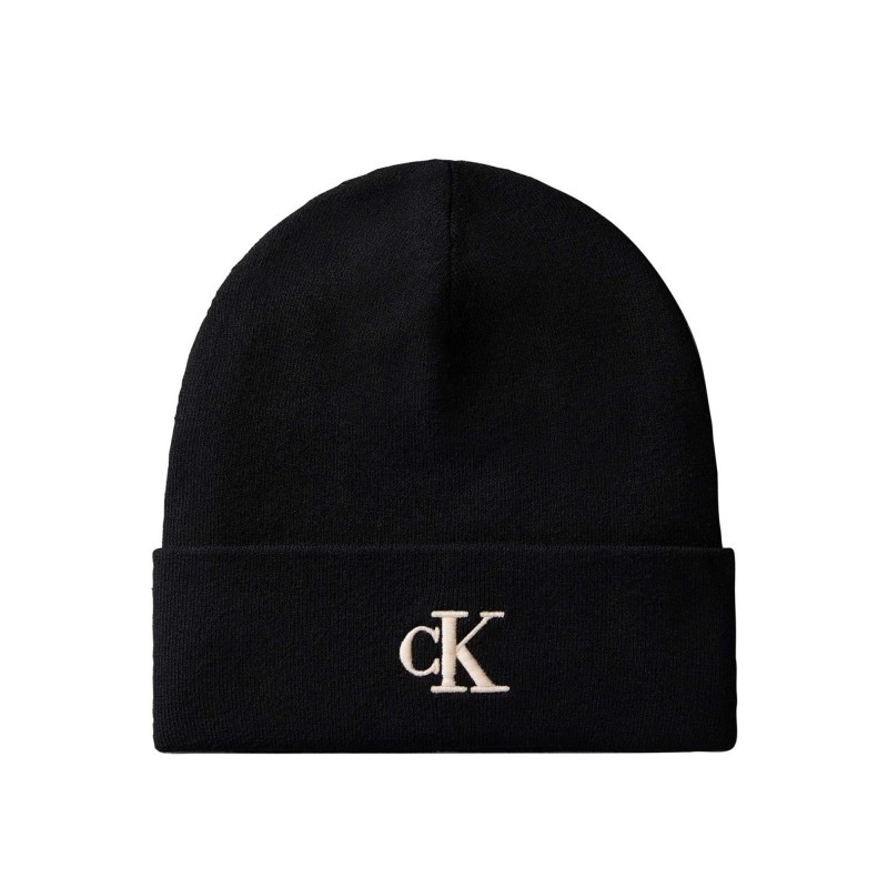 Calvin Klein Beanie CK Fine Rib-Black Calvin Klein Beanie CK Fine Rib-Black