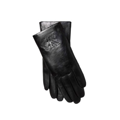 Calvin Klein Gloves Raised CK Leather Effect-Black Calvin Klein Gloves Raised CK Leather Effect-Black