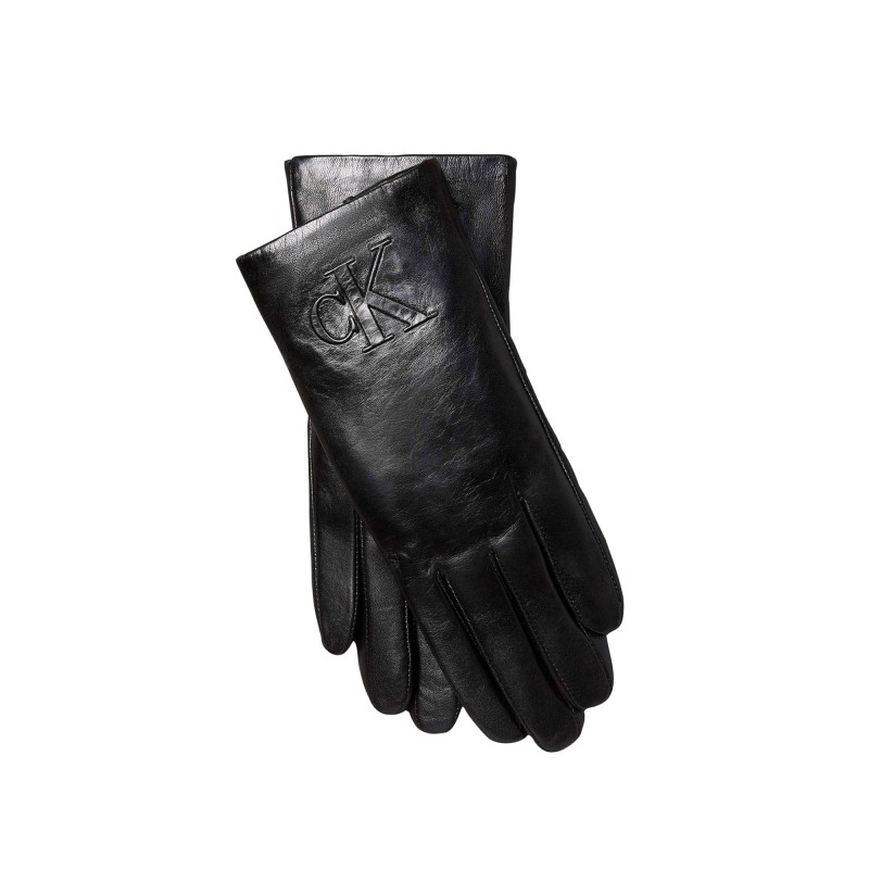 Calvin Klein Gloves Raised CK Leather Effect-Black Calvin Klein Gloves Raised CK Leather Effect-Black