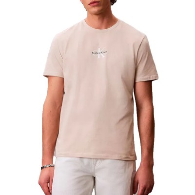 Calvin Klein T-Shirt Micro Monologo Graphics-Oatmeal