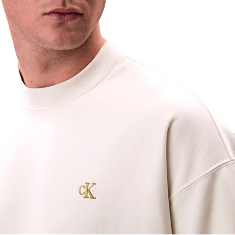 Calvin Klein Sweatshirt With Logo Embroidery-Tofu