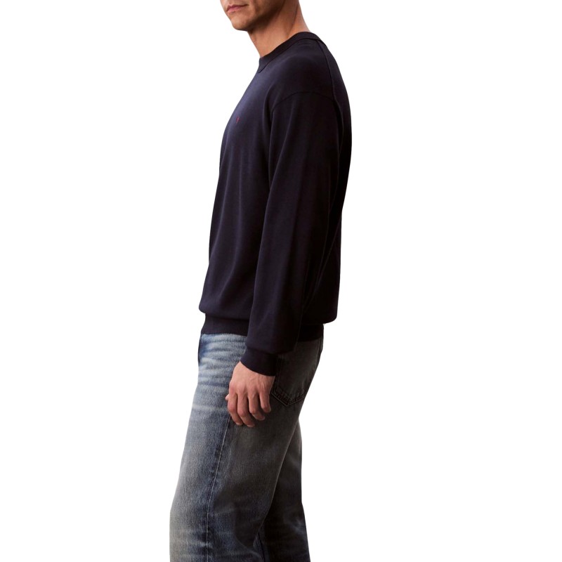 Calvin Klein Sweater With Embroidered Monogram-Dark Sapphire Calvin Klein Sweater With Embroidered Monogram-Dark Sapphire