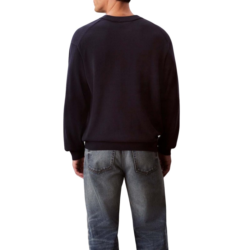 Calvin Klein Sweater With Embroidered Monogram-Dark Sapphire Calvin Klein Sweater With Embroidered Monogram-Dark Sapphire