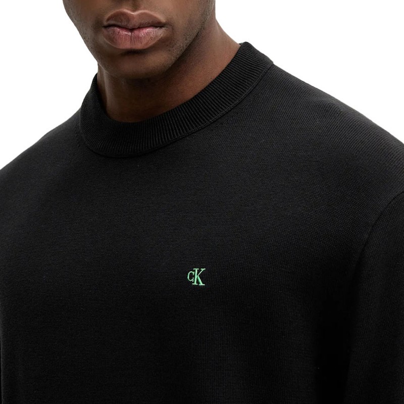 Calvin Klein Sweater With Embroidered Monogram-Black