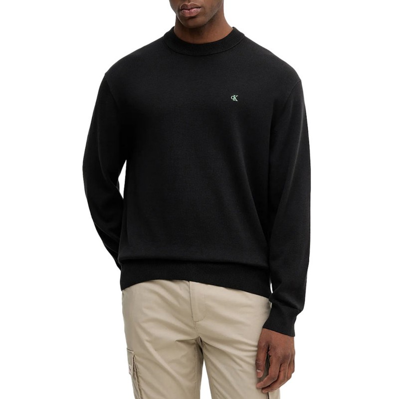 Calvin Klein Sweater With Embroidered Monogram-Black