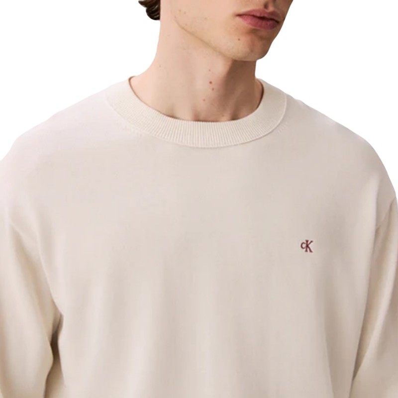 Calvin Klein Sweater With Embroidered Monogram-Tofu