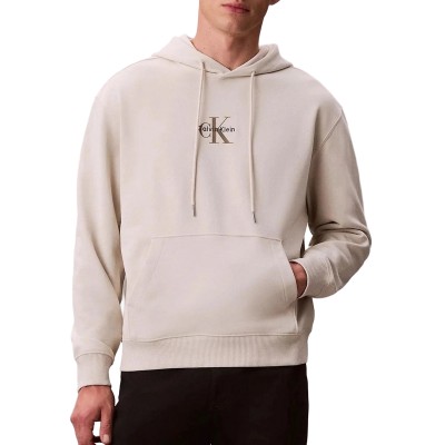 Calvin Klein Hoodie Terry Micro Monologo-Chalk