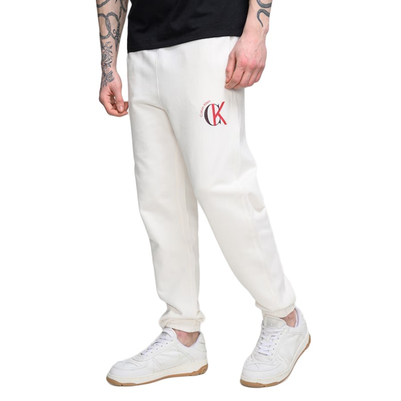 Calvin Klein Jogger Trousers Terry 350 Graphic-White Greige