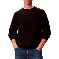 Calvin Klein Sweater Allover Emblem Logo Relaxed-Black