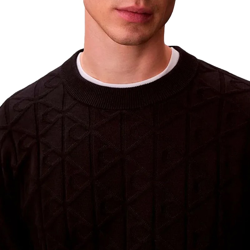 Calvin Klein Sweater Allover Emblem Logo Relaxed-Black