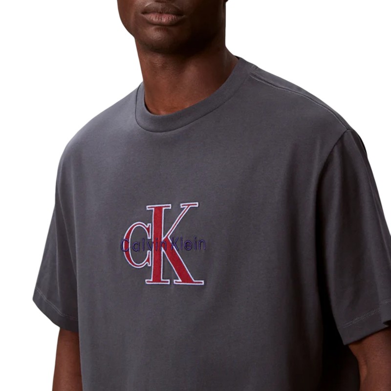Calvin Klein T-Shirt Tricolor Monologo Graphic-Harlem Night Blue