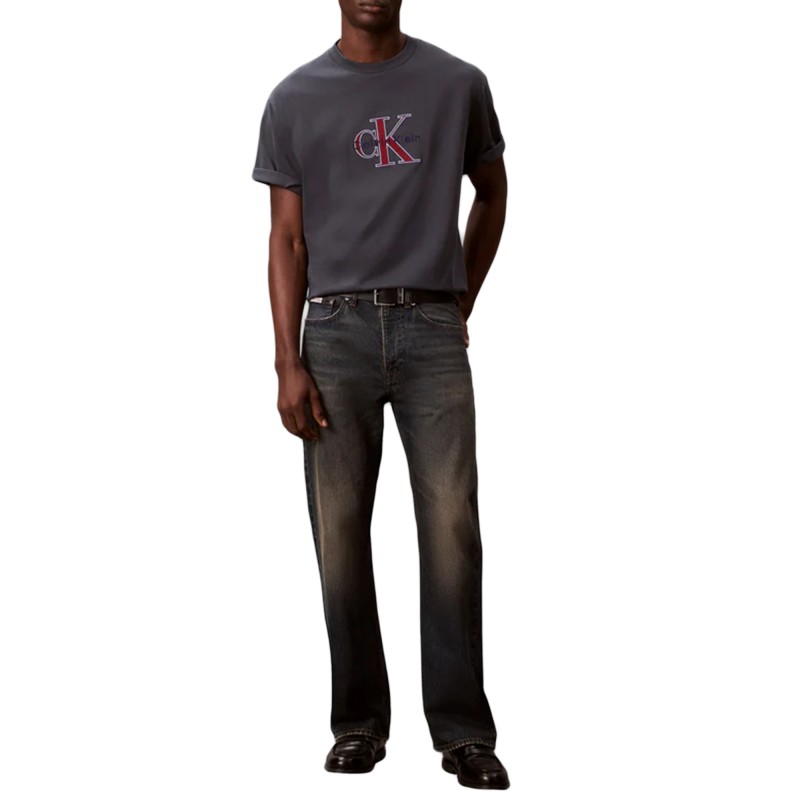 Calvin Klein T-Shirt Tricolor Monologo Graphic-Harlem Night Blue