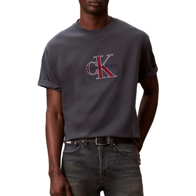 Calvin Klein T-Shirt Tricolor Monologo Graphic-Harlem Night Blue