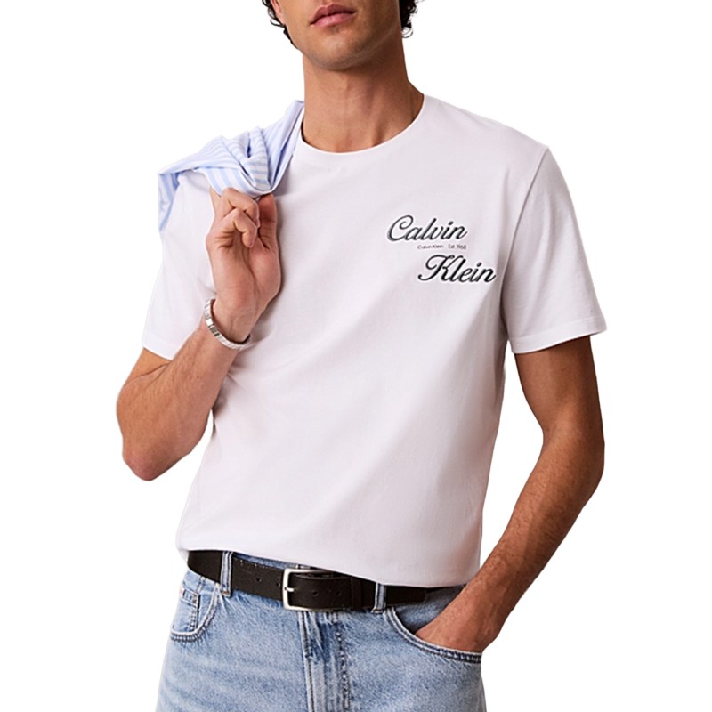 Calvin Klein T-Shirt Embroidered Logo-Bright White
