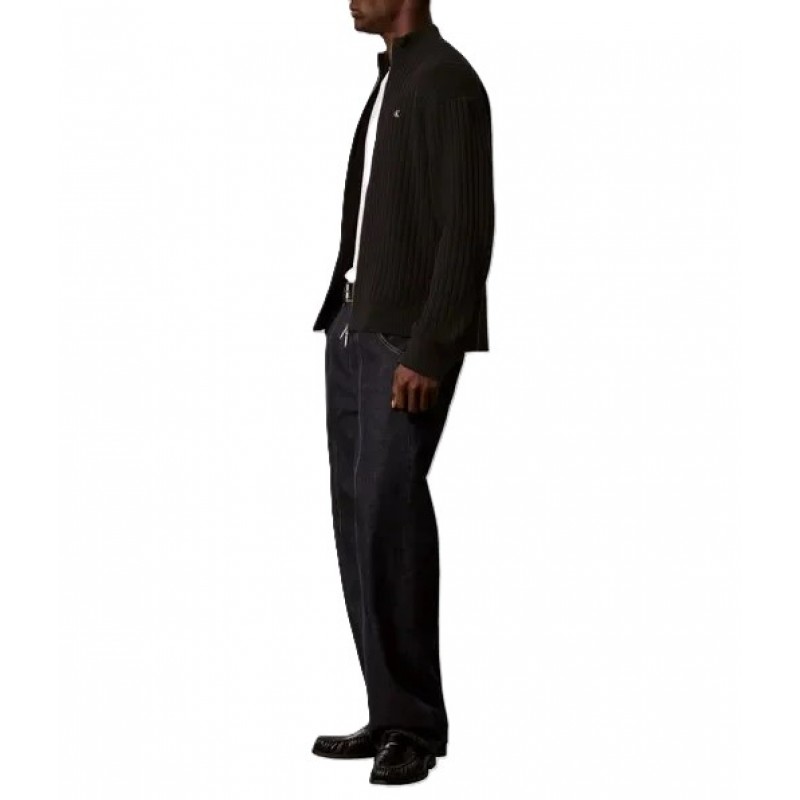 Calvin Klein Cardigan Sweater Knit Vertical Texture-Black Calvin Klein Cardigan Sweater Knit Vertical Texture-Black