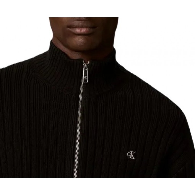 Calvin Klein Cardigan Sweater Knit Vertical Texture-Black Calvin Klein Cardigan Sweater Knit Vertical Texture-Black