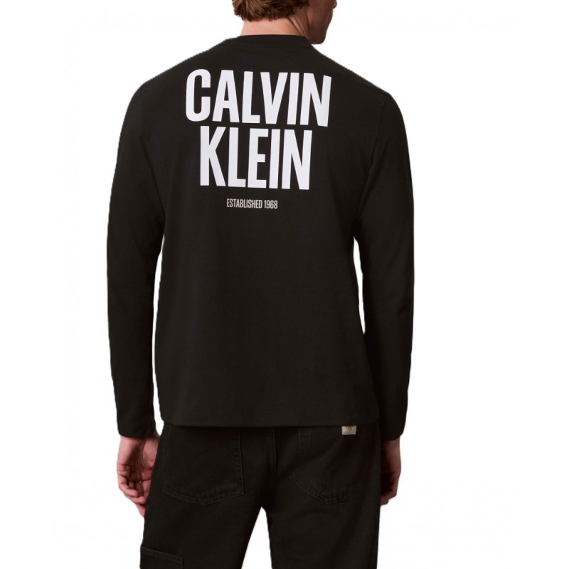 Calvin Klein-T-Shirt LS Block Front Logo-Black