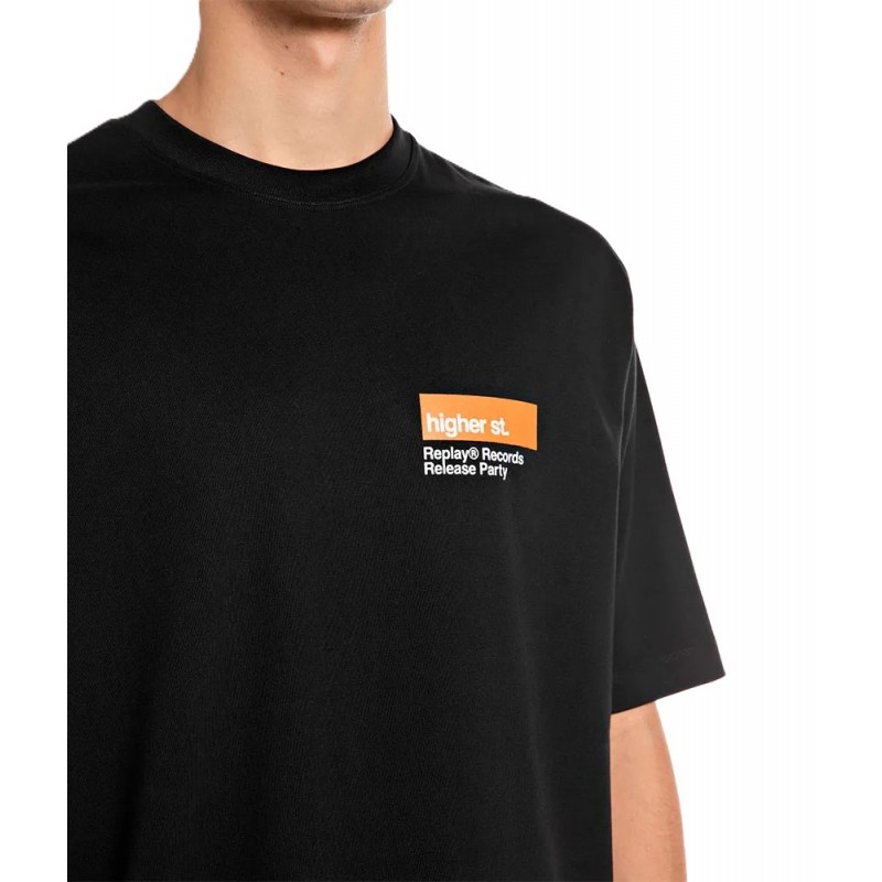 Replay T-Shirt Orange Print-Black