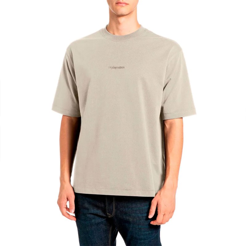 Replay T-Shirt With Embroidery Logo-Pelican Replay T-Shirt With Embroidery Logo-Pelican