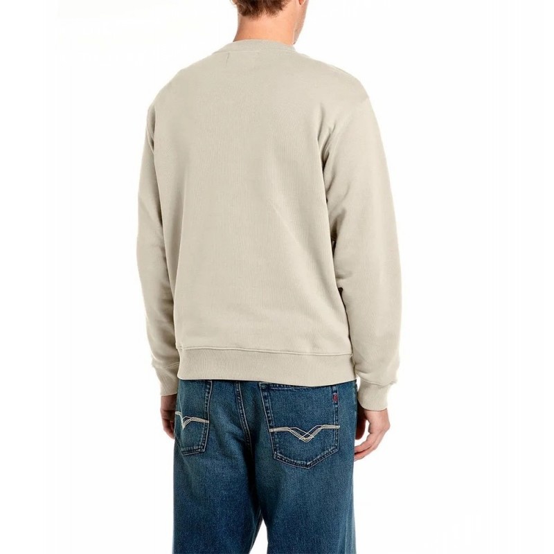 Replay Sweatshirt With Embroidery Logo-Beige Replay Sweatshirt With Embroidery Logo-Beige