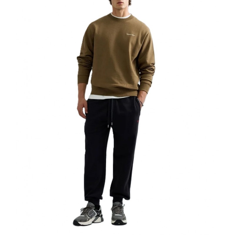 Replay Sweatshirt With Embroidery Logo-Mud Replay Sweatshirt With Embroidery Logo-Mud