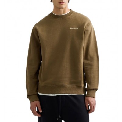 Replay Sweatshirt With Embroidery Logo-Mud