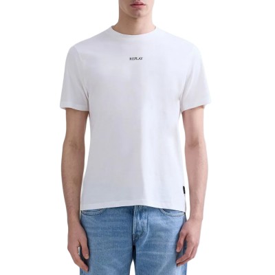 Replay T-Shirt With Lettering-Natural White