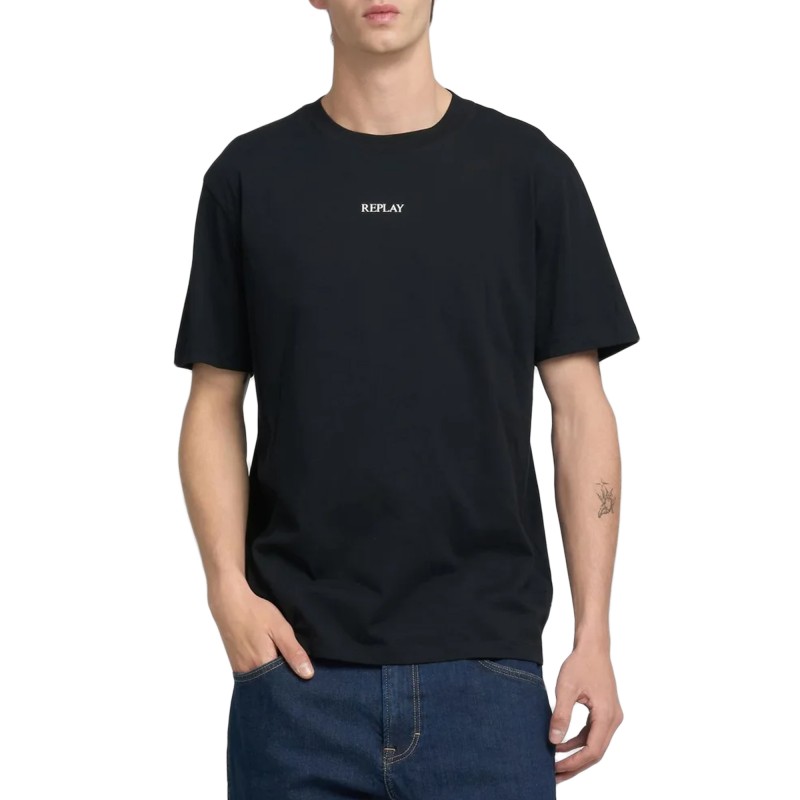 Replay T-Shirt With Lettering-Black