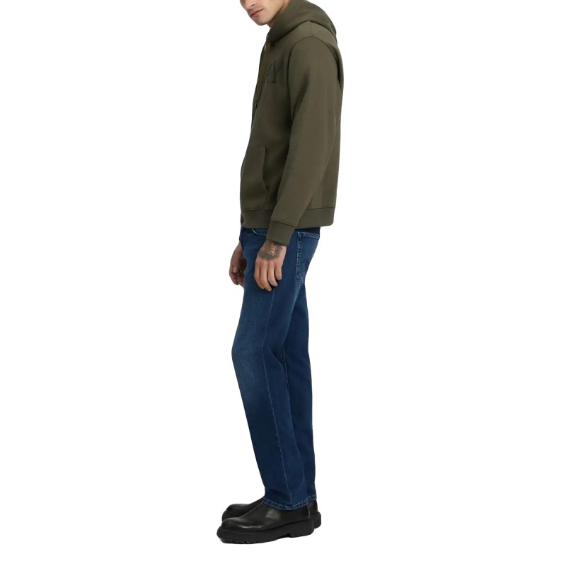 Replay Hoodie With Lettering-Mud Green