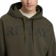 Replay Hoodie With Lettering-Mud Green