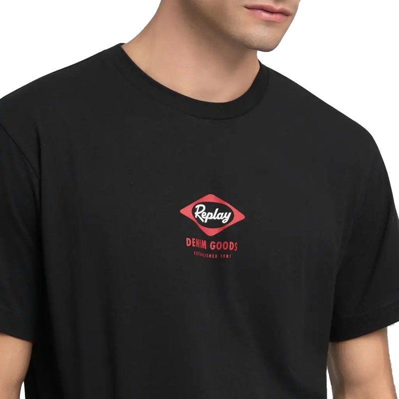 Replay T-Shirt With Heritage Print-Black Replay T-Shirt With Heritage Print-Black