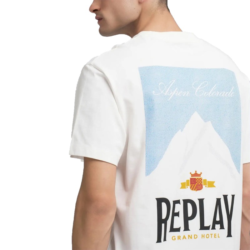 Replay T-Shirt With Archival Print-Natural White