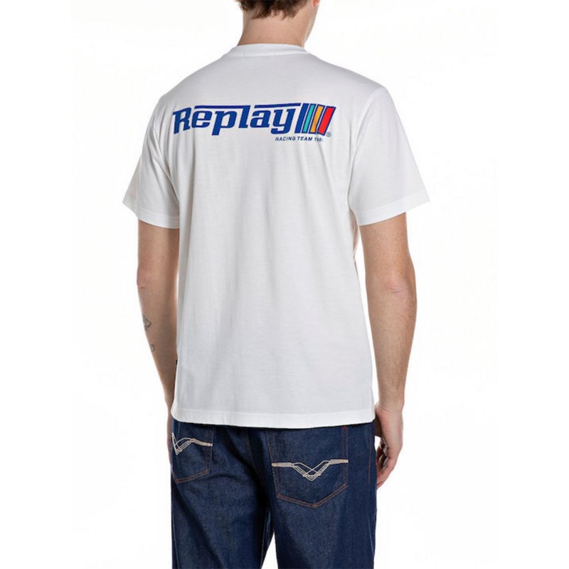 Replay T-Shirt With Logo Graphic-White Replay T-Shirt With Logo Graphic-White